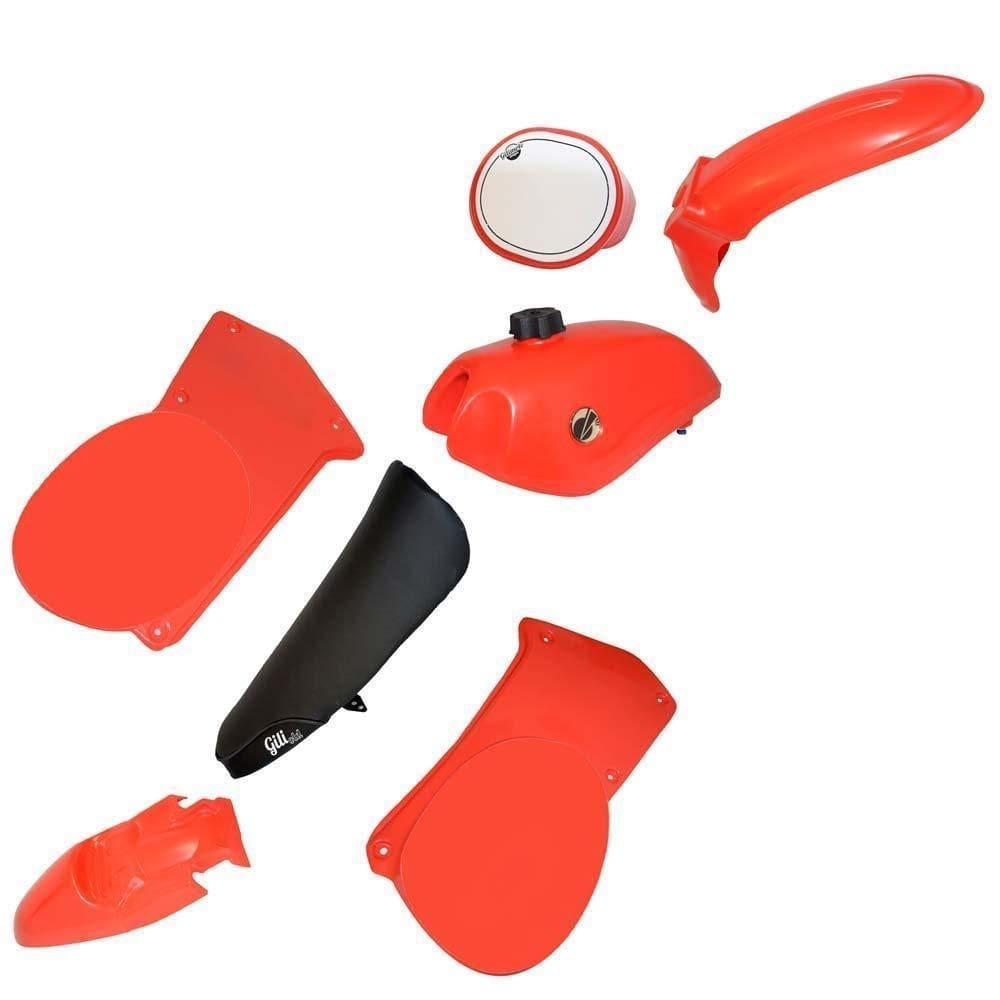 Kit plástico retrô moto crf, xl, xlx, dt, xr, xlr vermelho