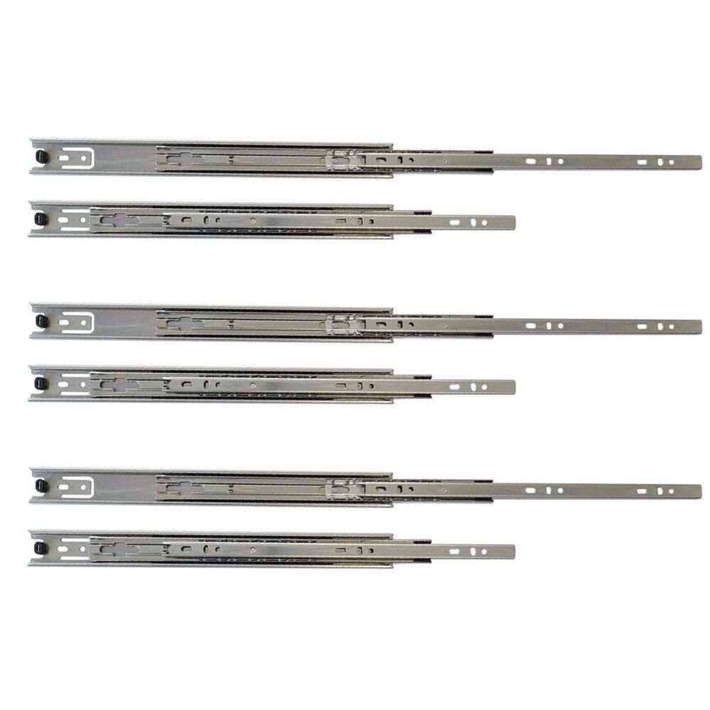 Kit 6 corrediça telescópica 40cm para gaveta trilho 3 pares
