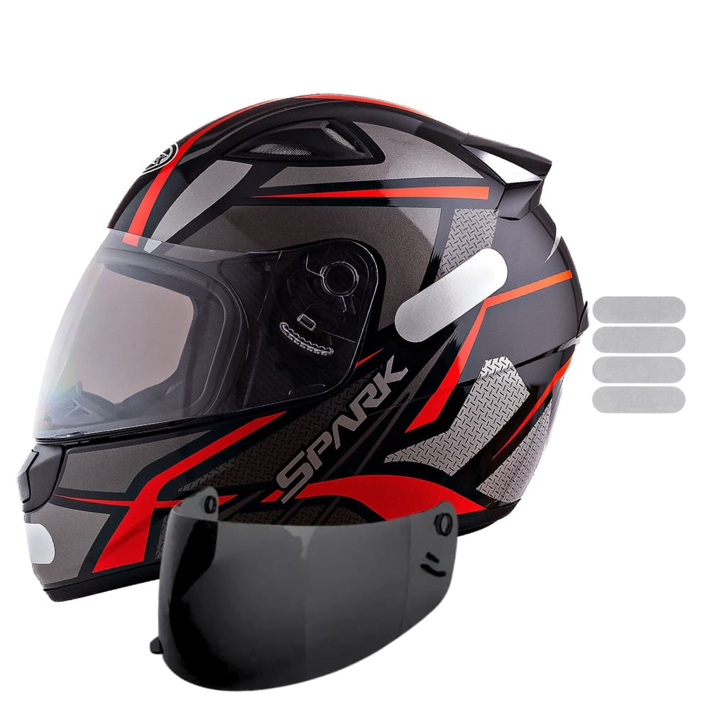 Capacete Masculino Ebf Spider Vermelho Mais Viseira Fumê e Adesivo Branco