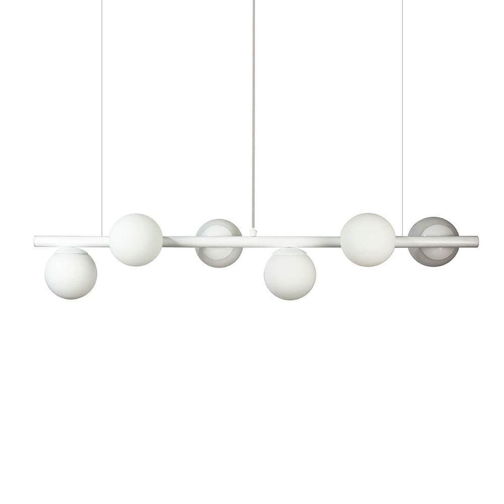Lustre Pendente Figo Branco - 6 Globos Esfera De Vidro Branco