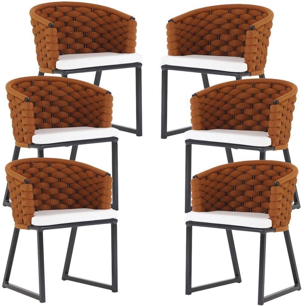 Kit 6 Cadeiras Bali Alumínio Em Tricô Náutico Mármore