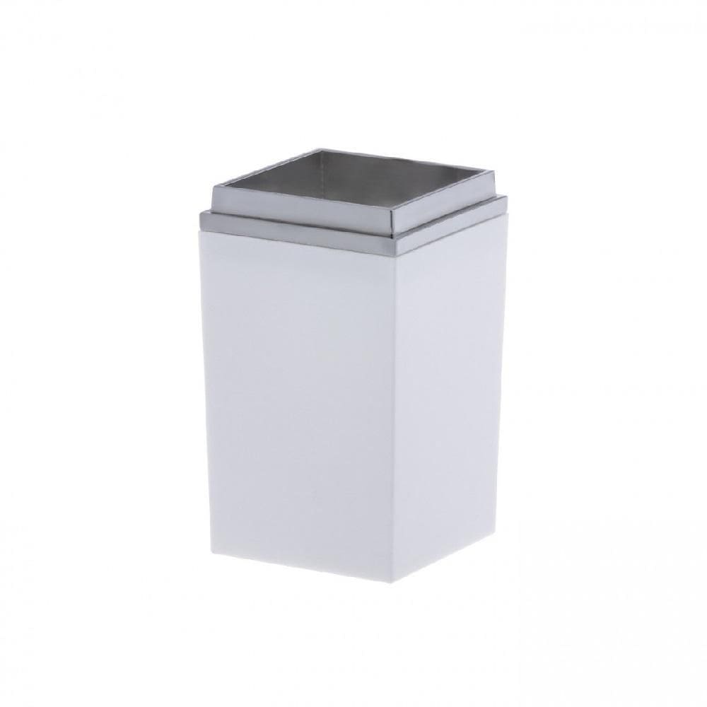 Porta escova quadratta branco com prata paramount