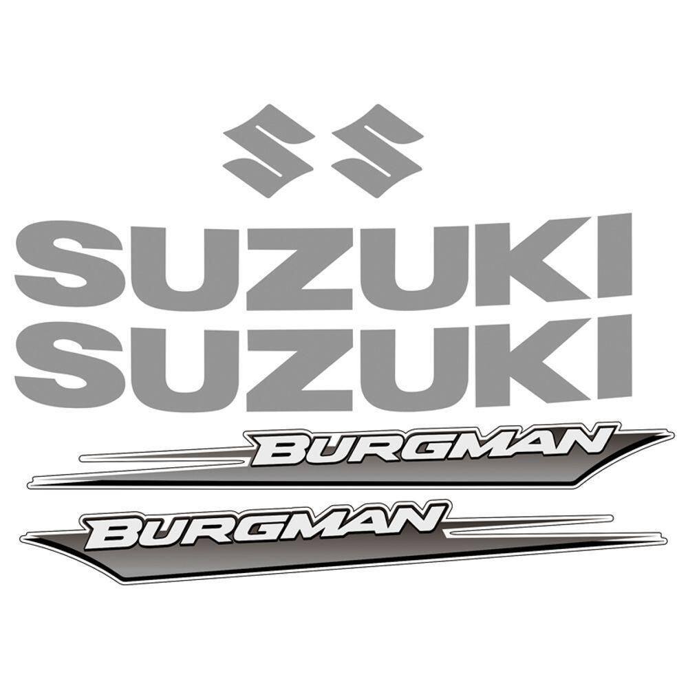 Kit Jogo Emblema Adesivo Suzuki Burgman 2005 A 2009 Cinza Cinza