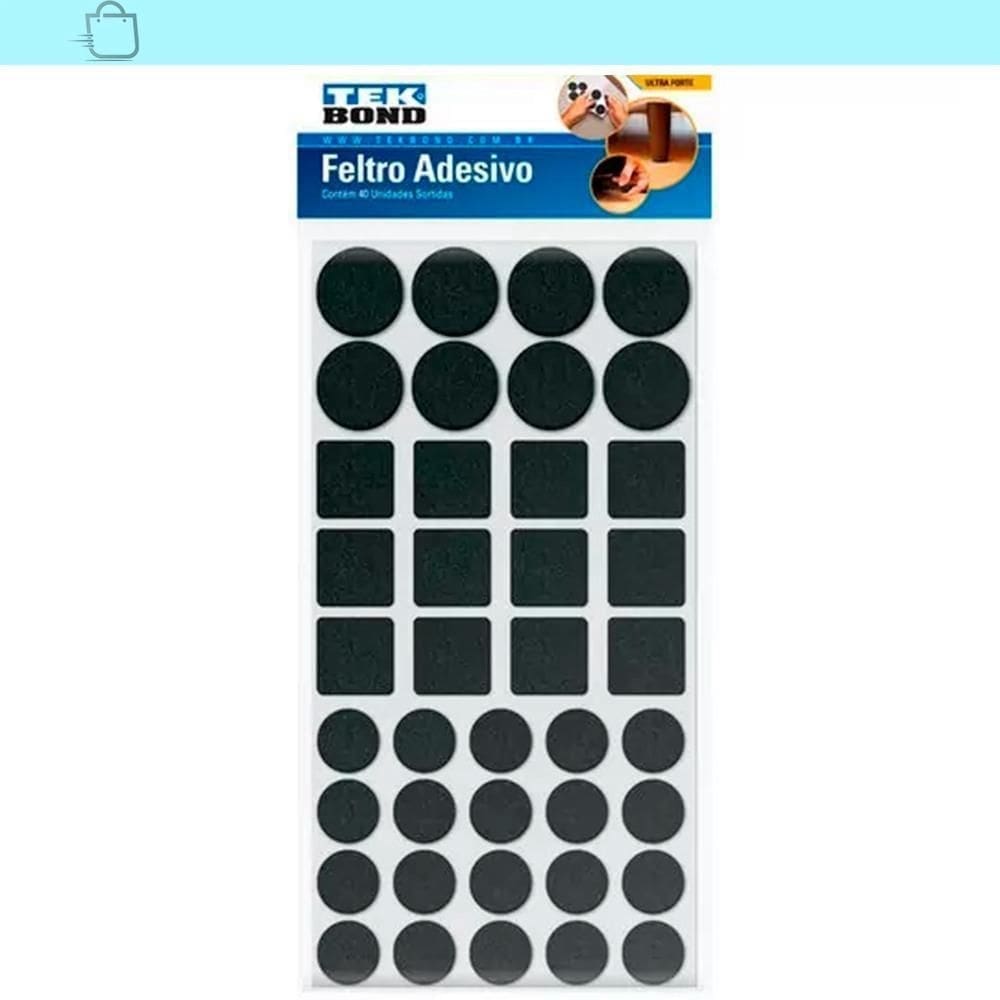 Feltro protetor adesivo  preto 40 un