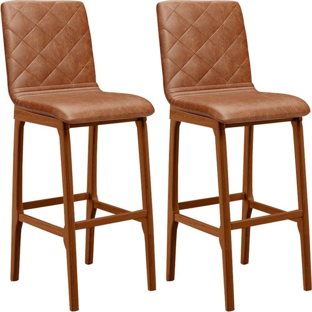 Kit 02 Banquetas Altas Cozinha De Jantar Fixa Zoe B04 Camel