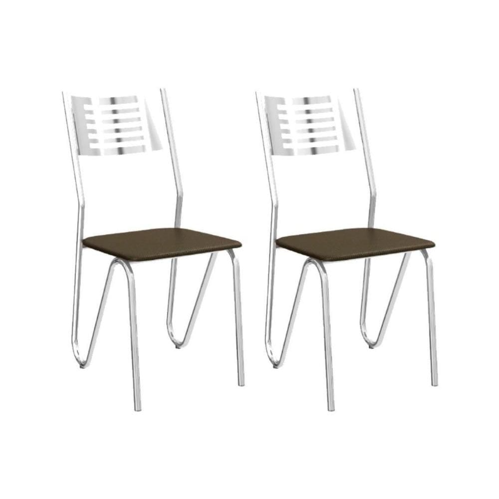 Kit 2 Cadeiras Sala Jantar Nápoles 2C045 2 Un Cromado/Courano Marrom - Kappesberg