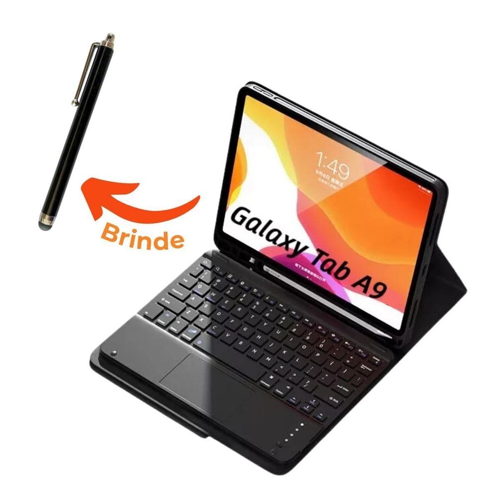 Capa com teclado touchpad + caneta touch tablet tab a9 +