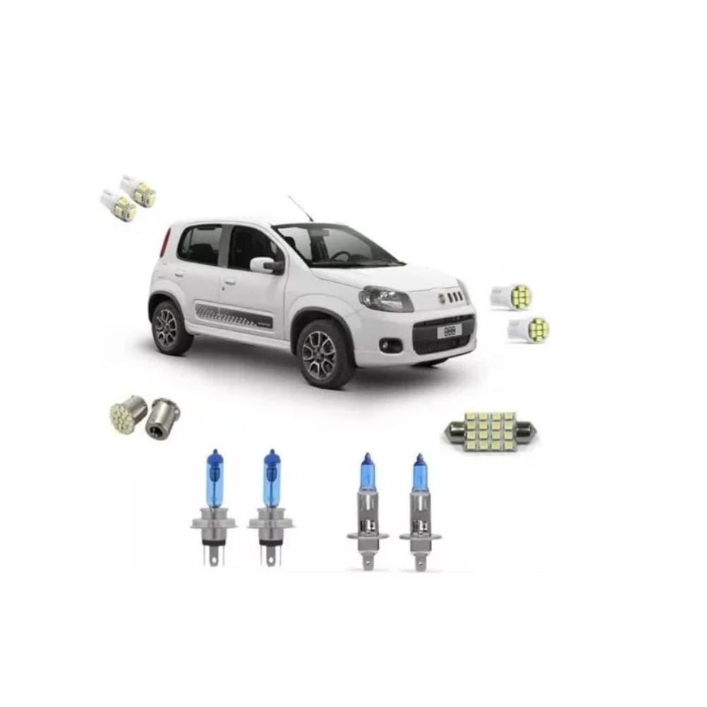 Kit farol super branca + led novo uno vivace / mille way