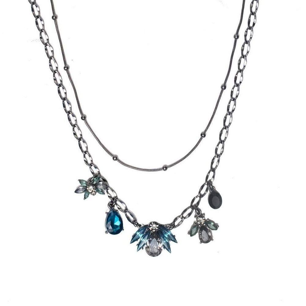 Colar armazem rr bijoux duplo cristal azul grafite