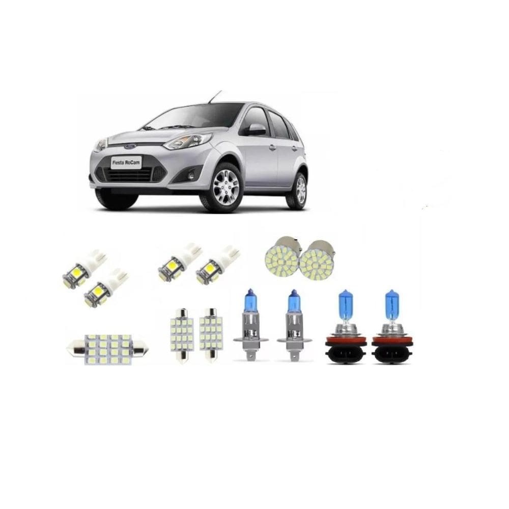 Kit lâmpadas led ford fiesta rocam hatch sedan + farol