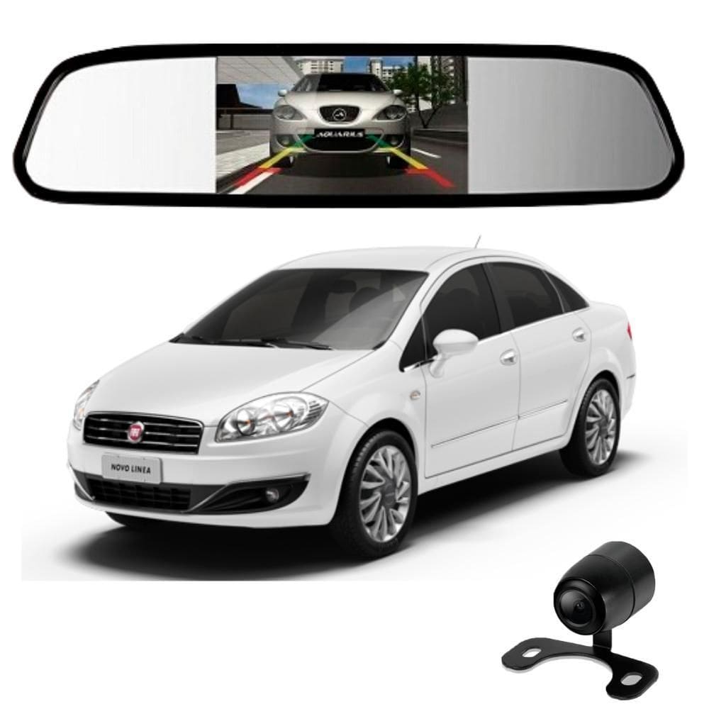 Camera de re espelho retrovisor com tela fiat linea