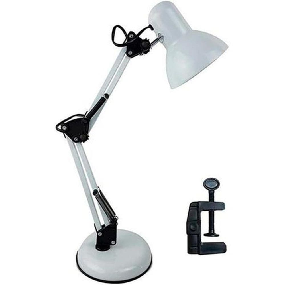 Luminária de mesa articulável quarto trabalho c garra + base