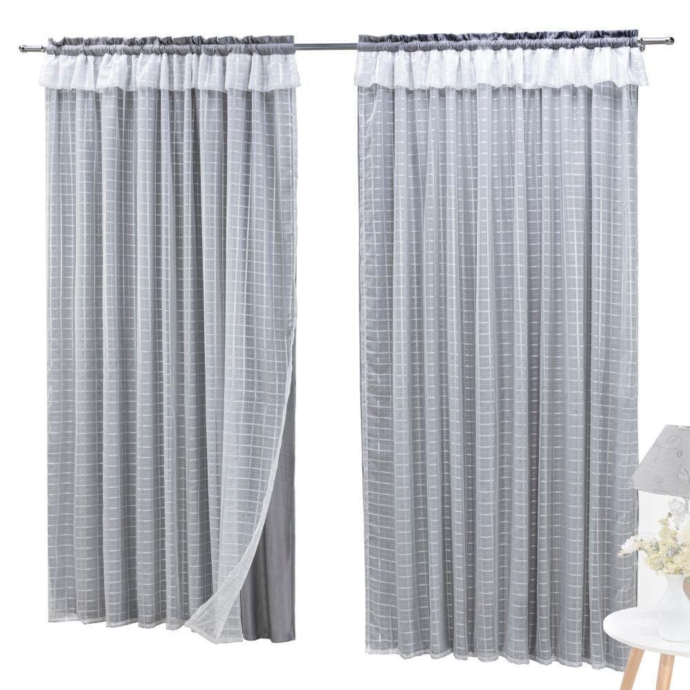 Cortina romantic 2,00 x 1,70 para trilho comum - cinza