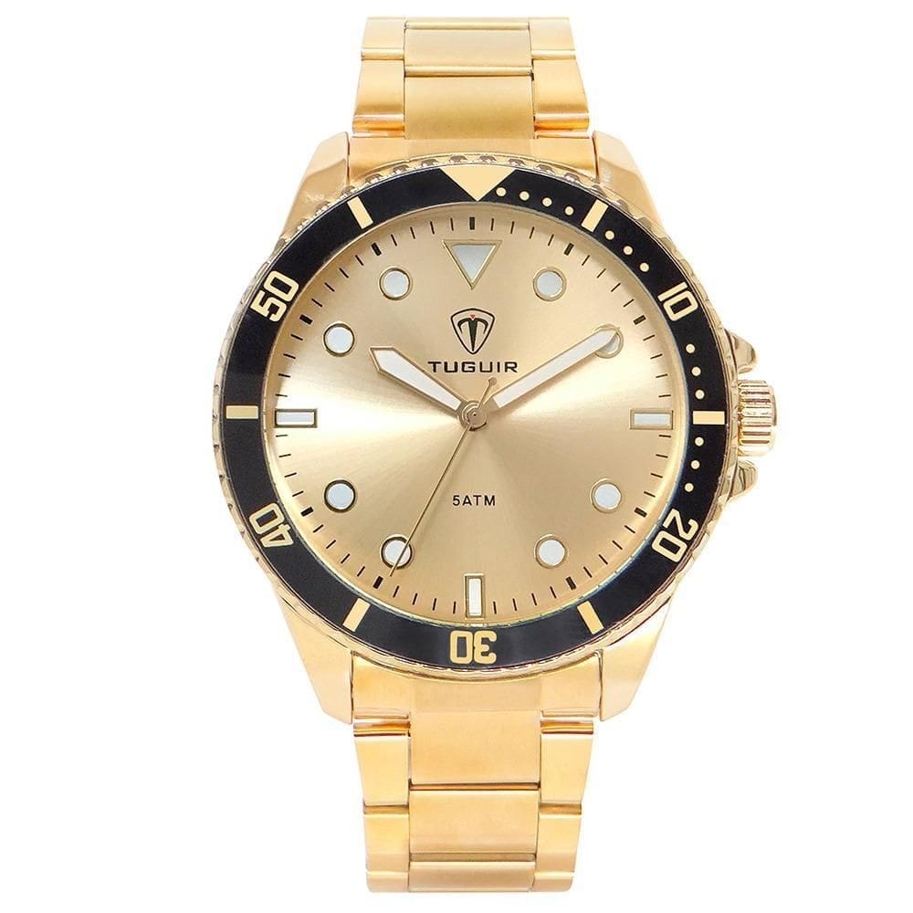 Relógio masculino tuguir analógico tg157 - dourado e preto