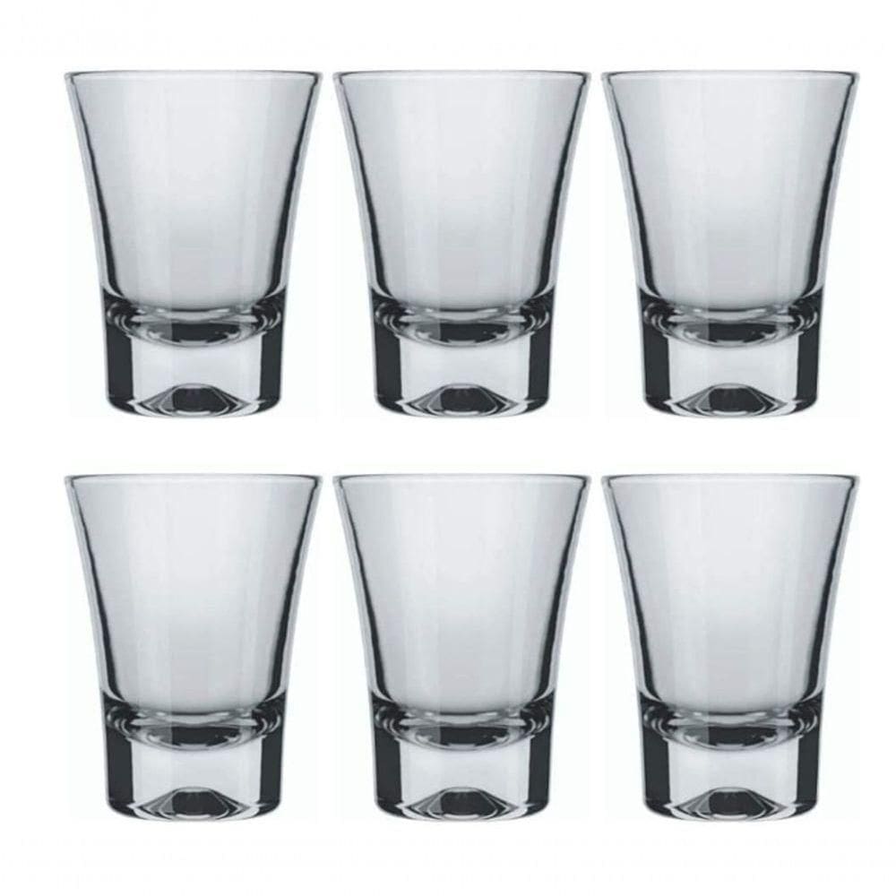 Jogo 6 Copo De Vidro Dose Shot 60ml Cachaça Bar Pinga
