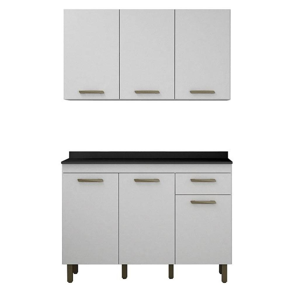 Armário Aéreo e Balcão de Cozinha São Luís Branco - Valdemóveis