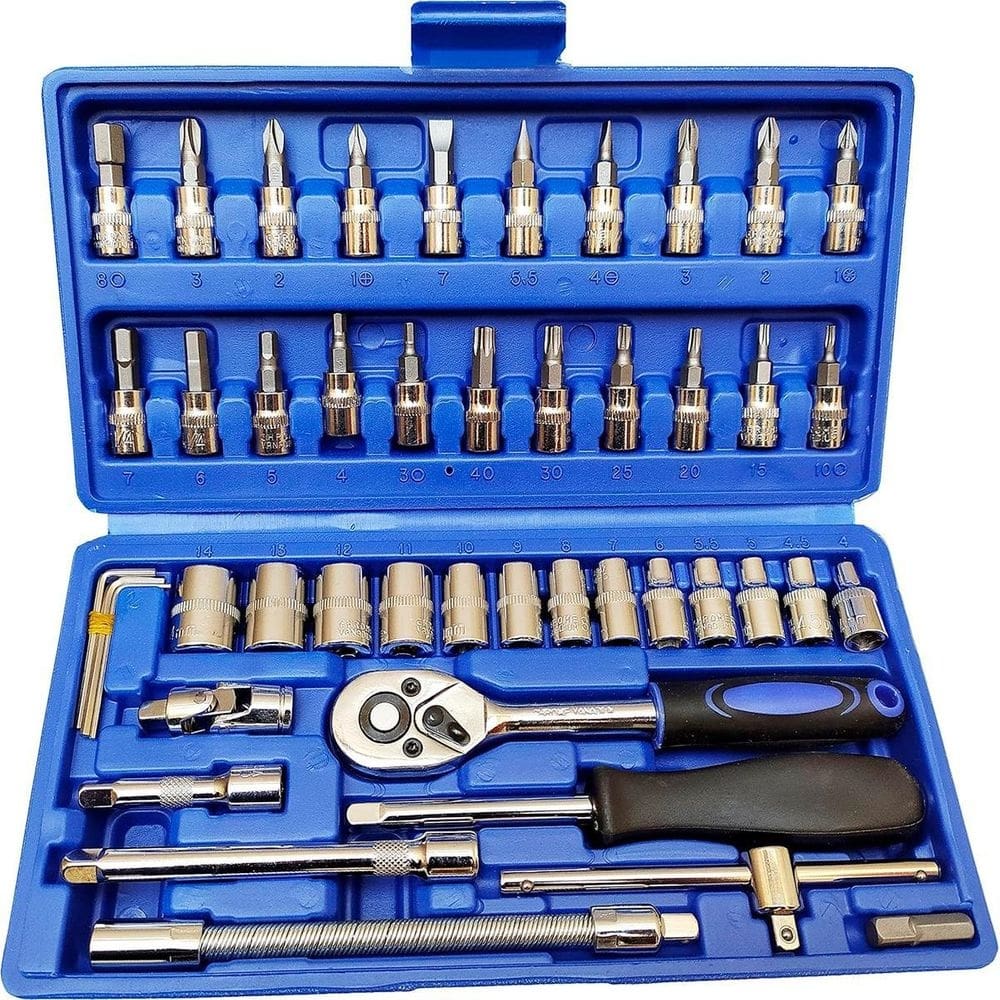 Kit jogo ferramenta soquete aço maleta completa profissional