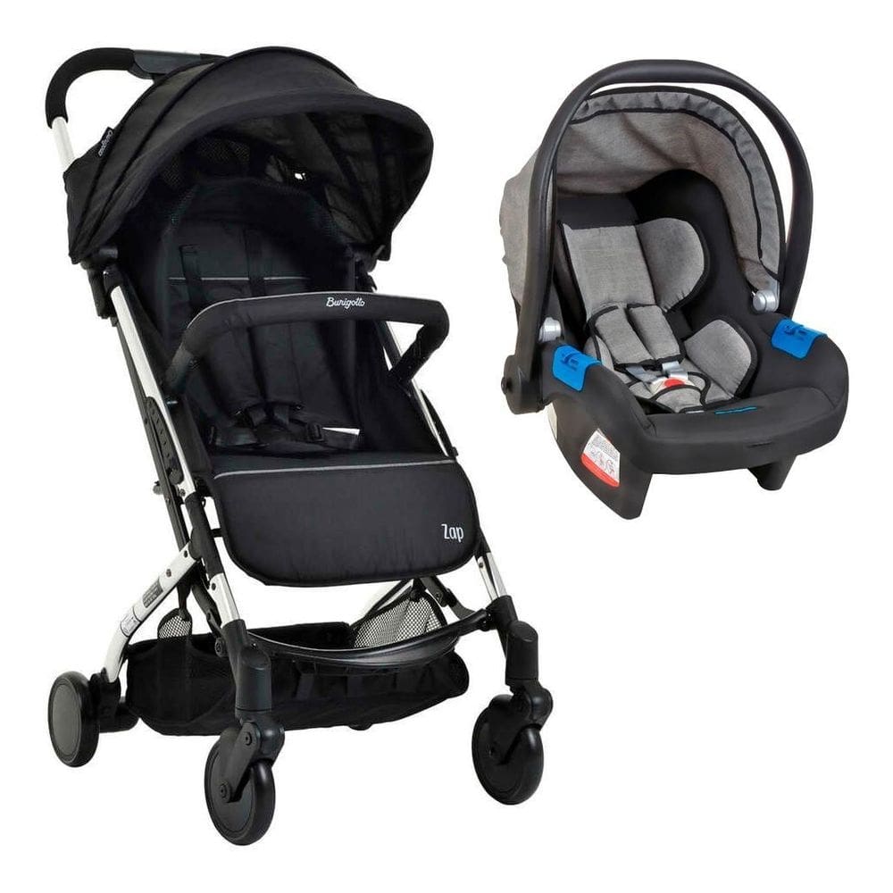 Carrinho De Bebê Zap Metal Prata E Bebê Conforto Touring X