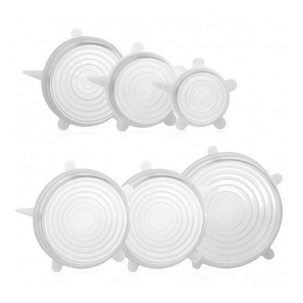 Kit 6 tampas panela silicone reutilizável universal elástica