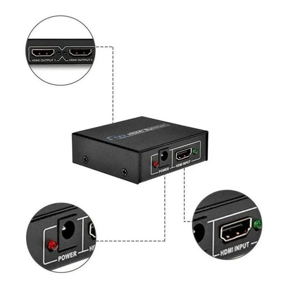 Splitter 1x2 distribuidor de sinal hdmi 3d duplicado tv