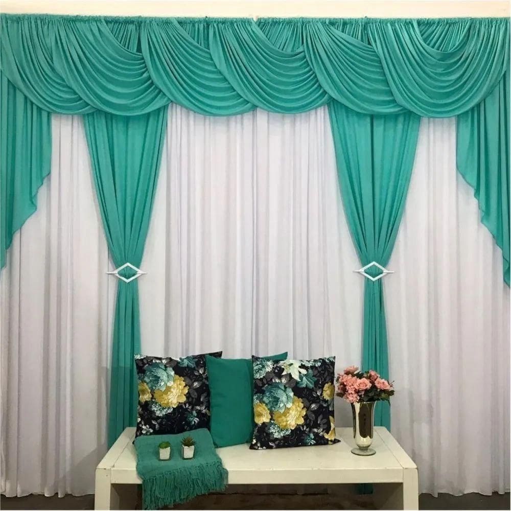 Cortina sedução varão em malha 4,00mx2,60m sala quarto verde