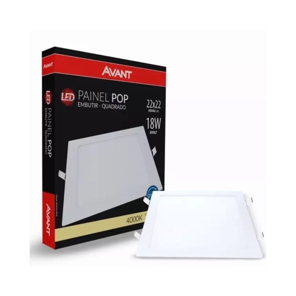 Painel Led Pop Quadrado 18W Embutir Avant 4000K Bivolt