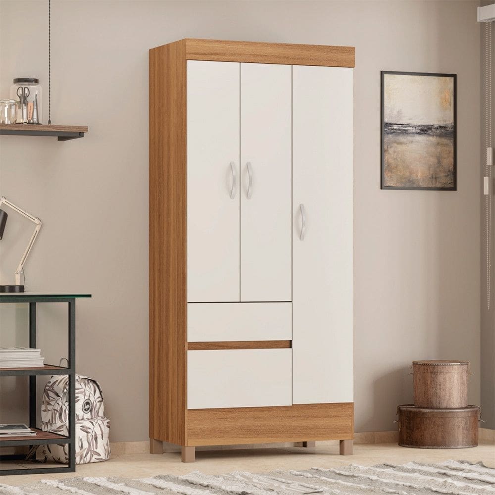 Guarda Roupa em MDP com 3 Portas 2 Gavetas Demobile