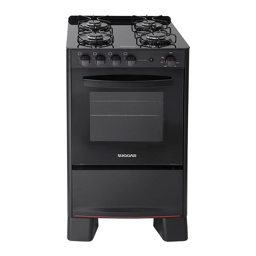 Fogão de Piso FGVCG410PT com 4 Bocas Cook Glass Suggar