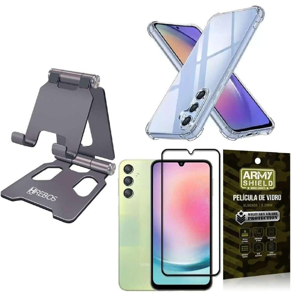 Suporte de mesa hrebos 360 para celular e tablet - cinza