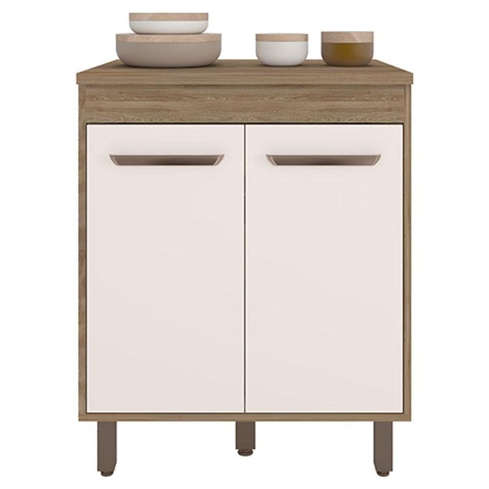 Balcão de Cozinha 2 Portas 70cm Carvalho OAK Off White - Poliman