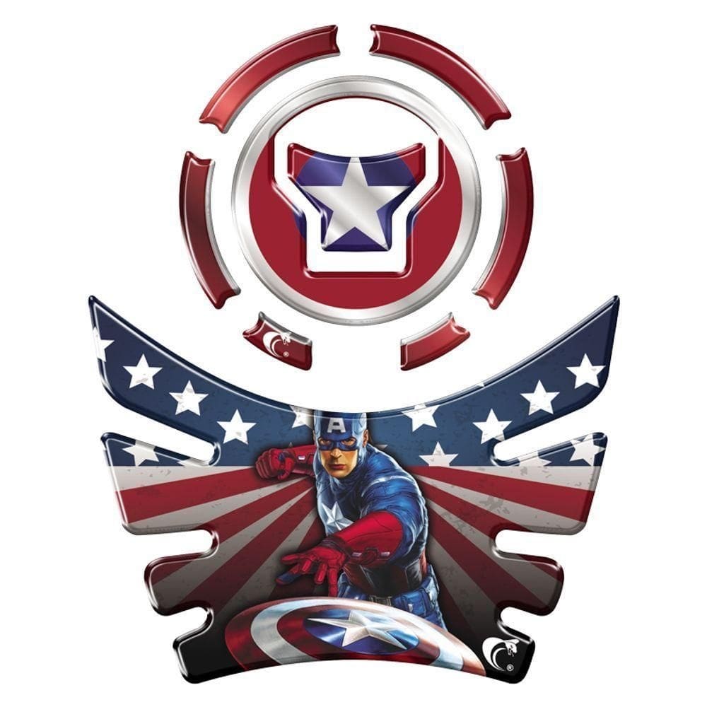 Kit Adesivo Protetor Tanque E Bocal Moto Honda Acima 2018 Capitao America Azul