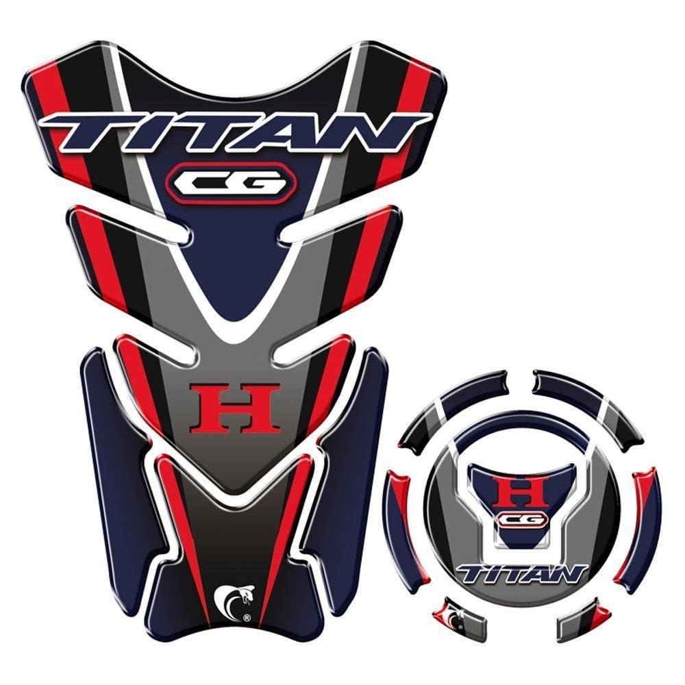 Kit Adesivo Protetor De Tanque E Bocal Honda Cg Titan Vermelho Vermelho