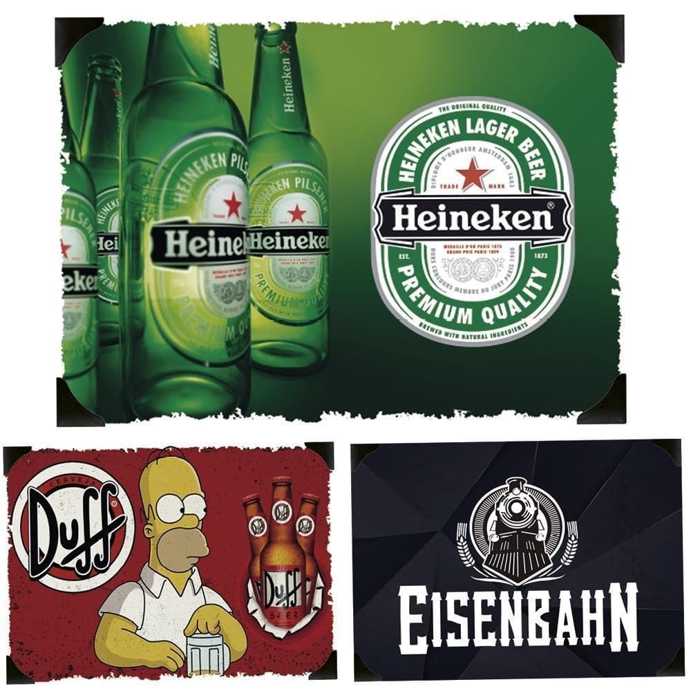 Quadro decorativo 30x40cm placa de metal adesivado cervejas
