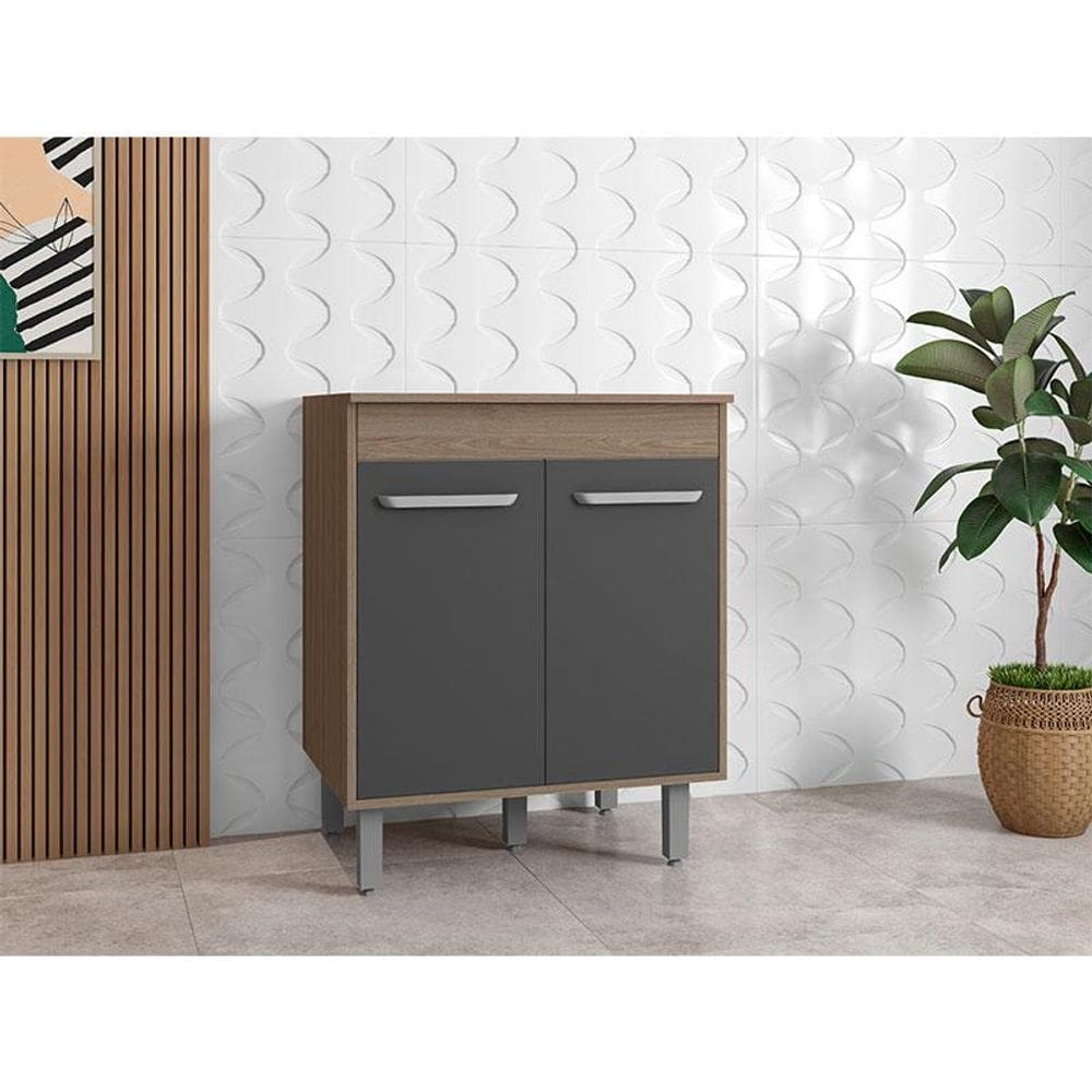 Balcão de Cozinha Ambiente Barcelona 70cm Carvalho Grafite – Poliman