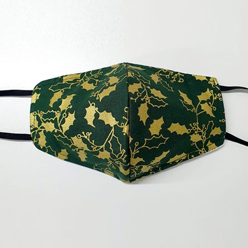 Máscara facial de pano extravagante Holly Green & Gold 1 Cada um por Círculo de Presentes