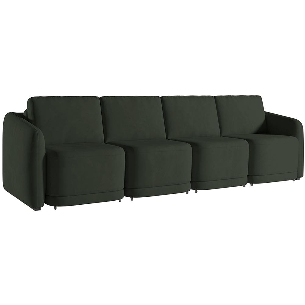 Sofá Cama para Sala de Estar 4 Lugares 396cm Montserrat K01 Veludo Verde - Lyam Decor