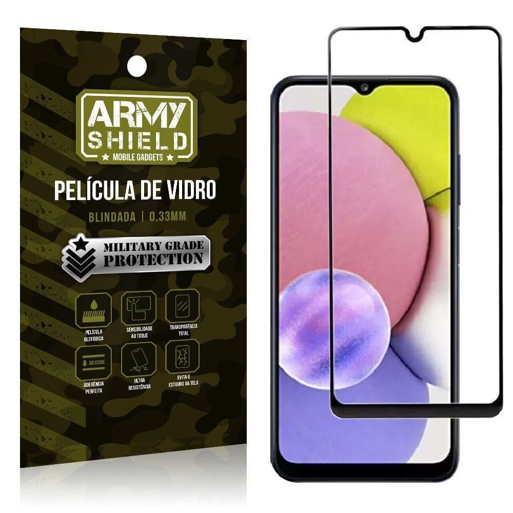Película blindada 3d samsung a03s fácil aplicação armyshield