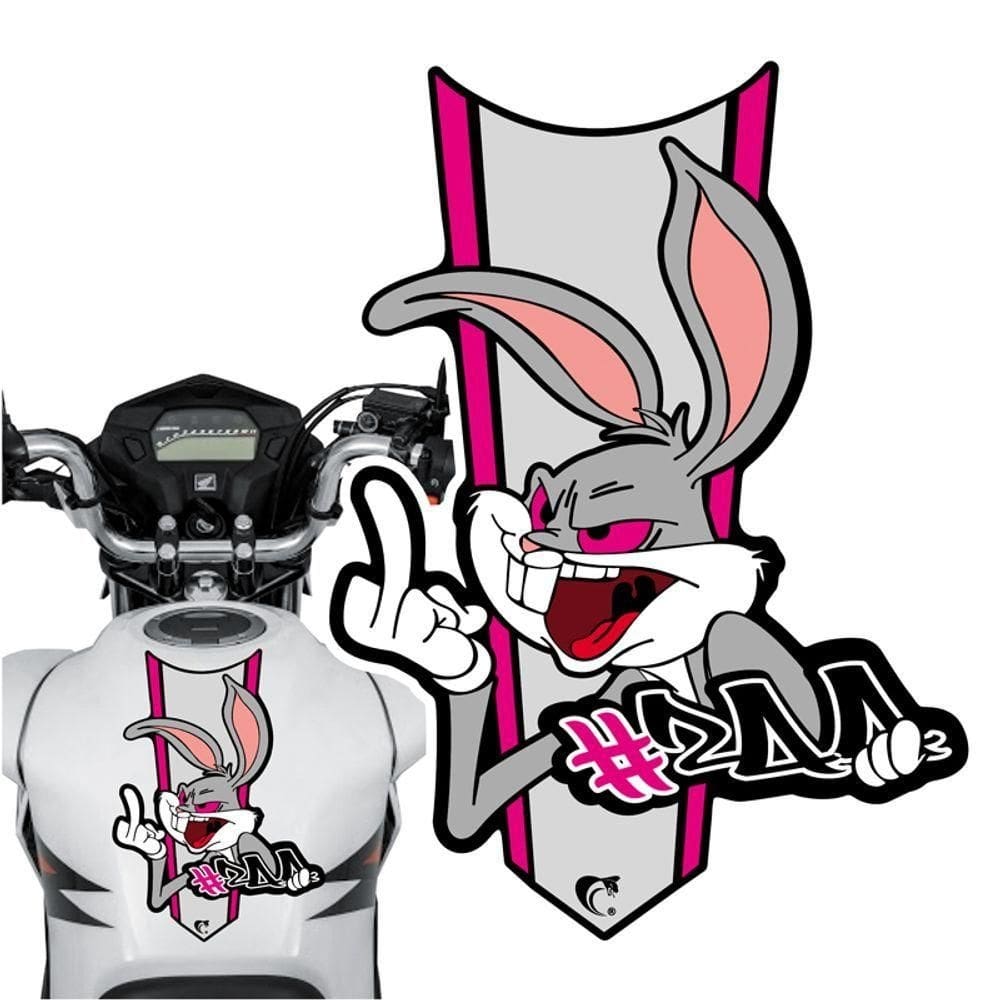 Adesivo Faixa Gravata Sem Resina Moto Pernalonga Rosa Cor Rosa