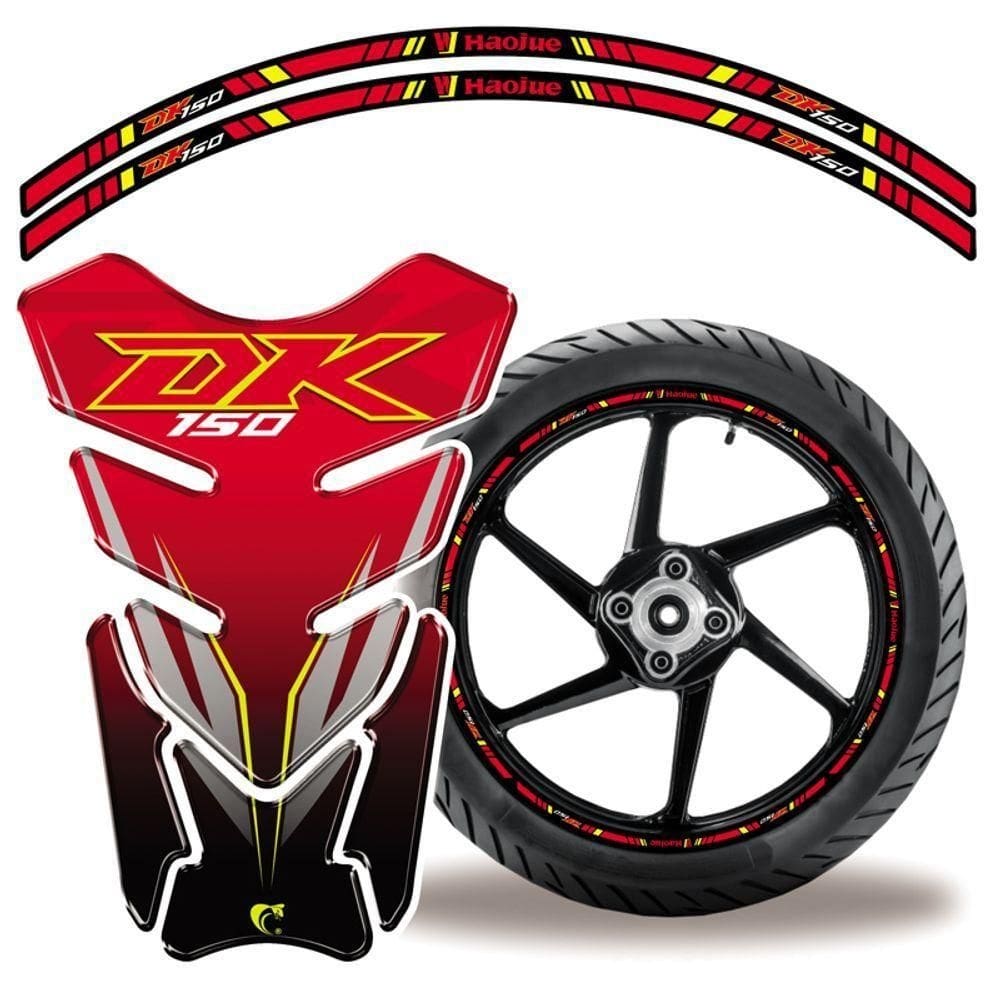 Kit Protetor Adesivo Tanque E Aro Moto Haojue Dk 150 Vermelho Cor Vermelho