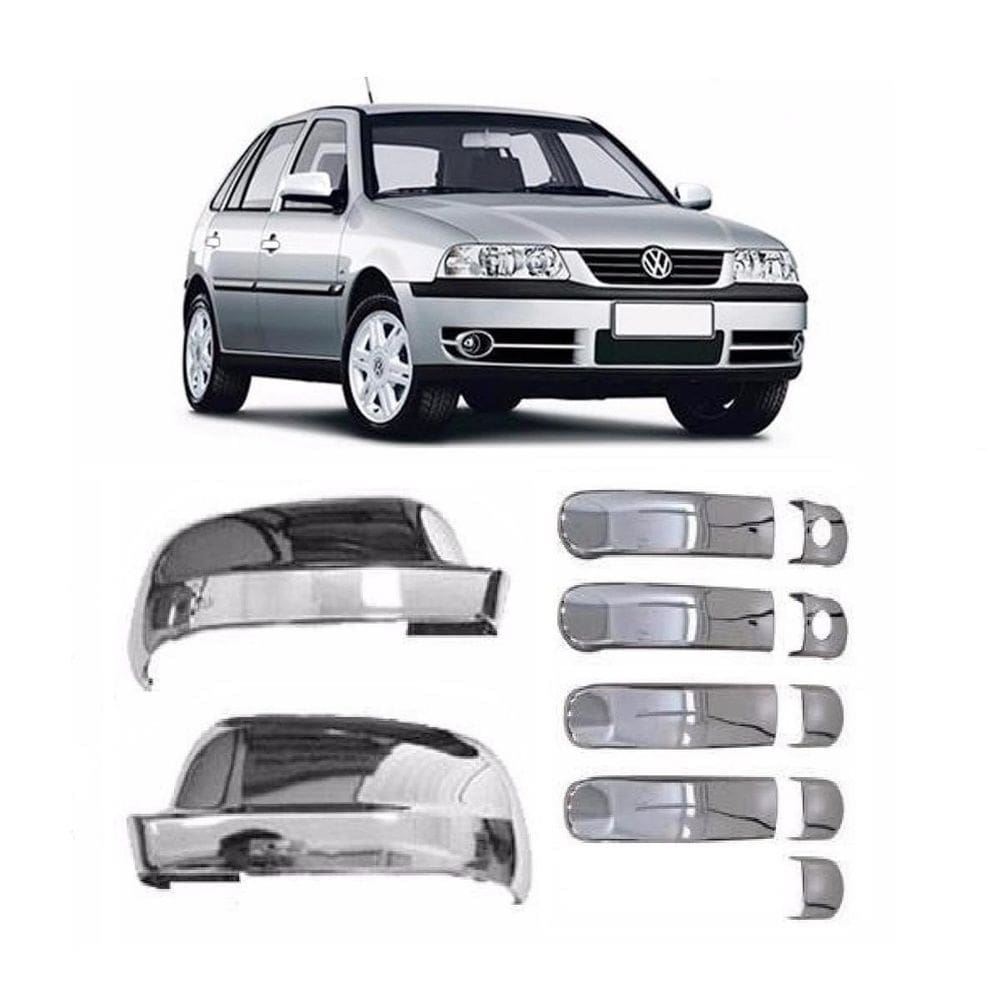 Kit aplique capa cromada retrovisor maçanetas vw gol g4 2010