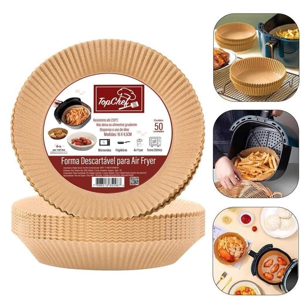 Forro de papel forma descartável air fryer 100 un 15,5x4,5