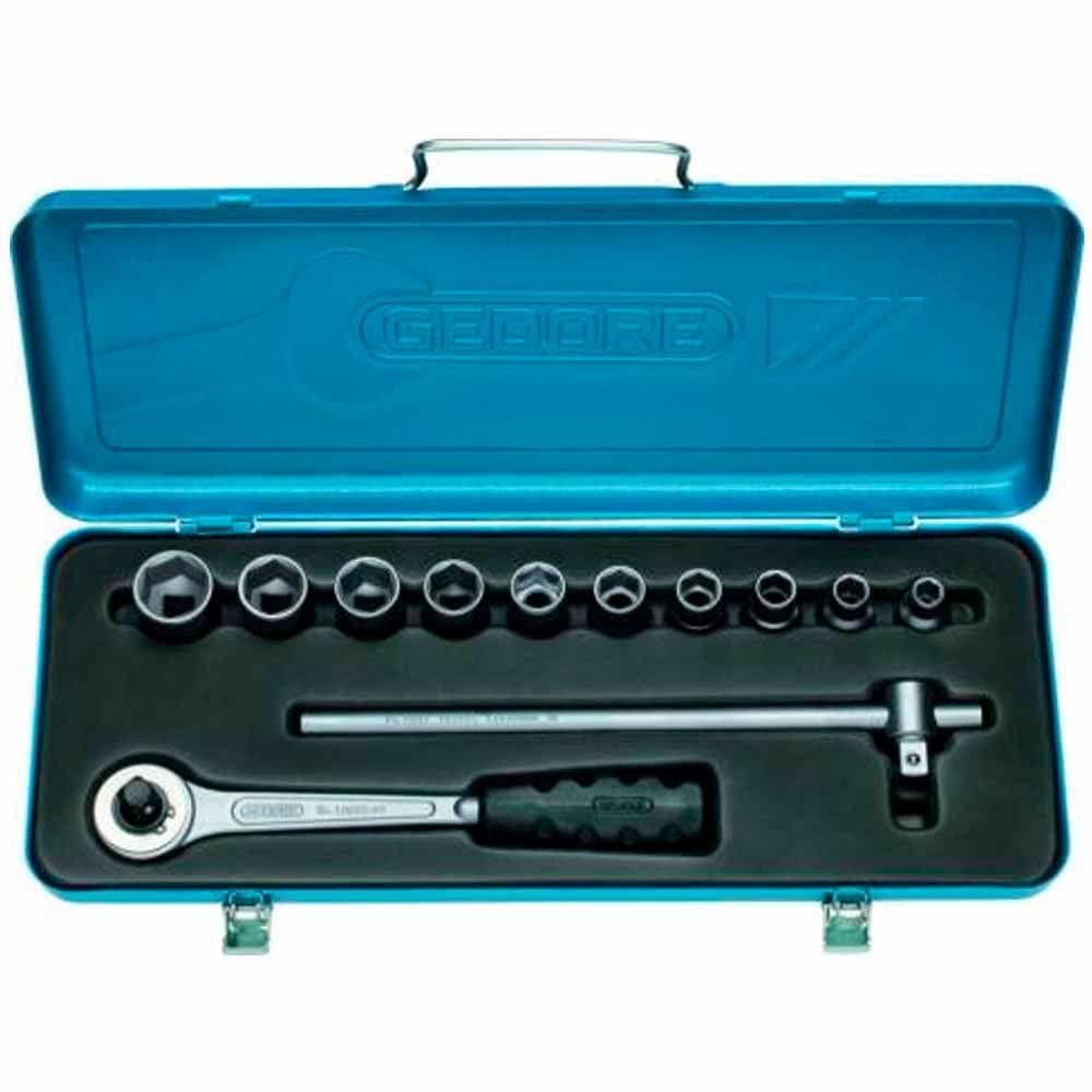 Jogo de soquetes sextavado gedore 12 peças - estojo metálico