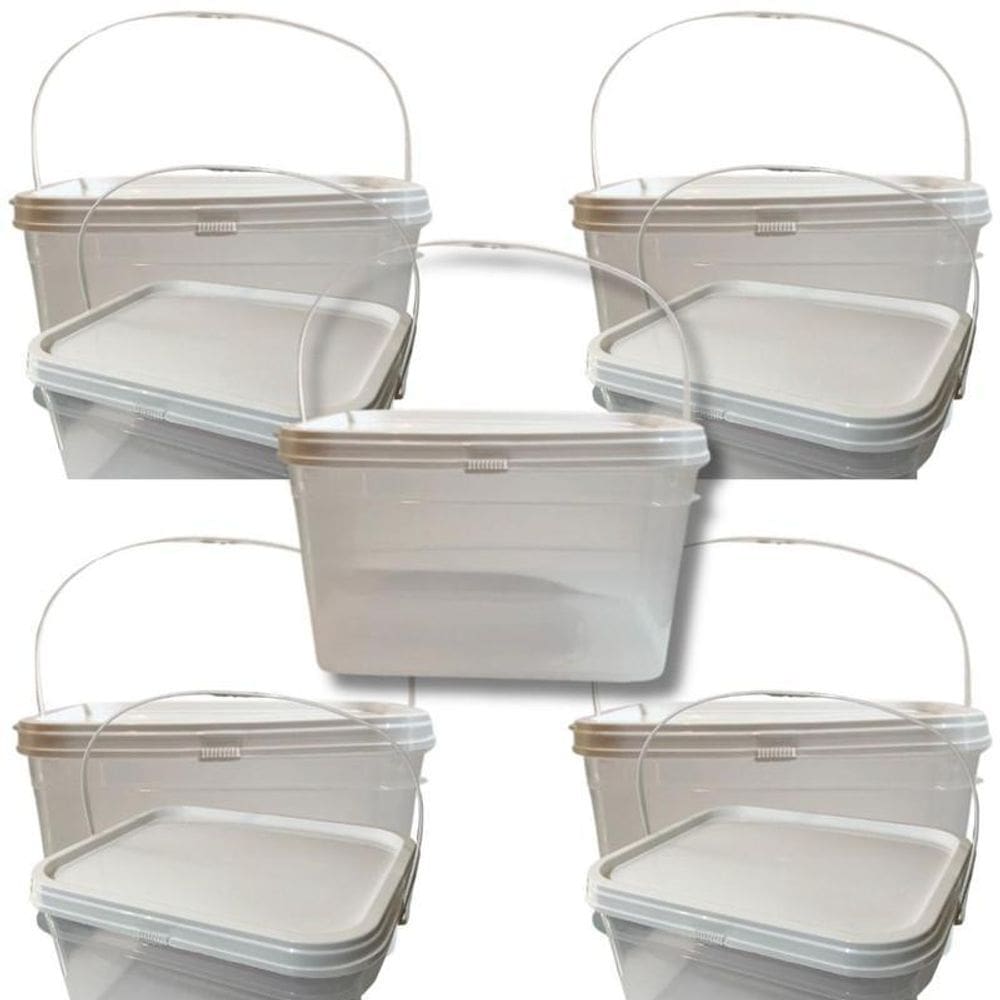 Balde alça plastica para bolo transparente 2.4l 05 pçs
