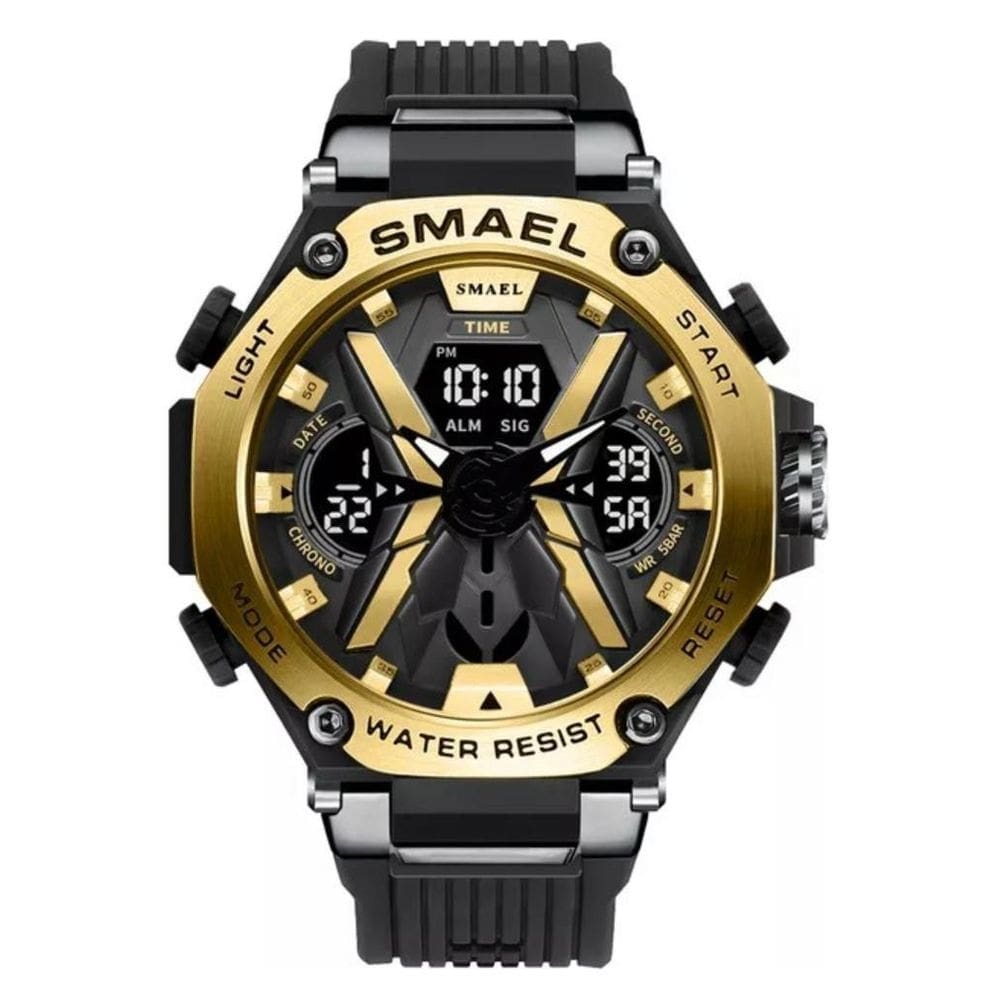 Relógio Smael 8087 Masculino  Preto/Dourado