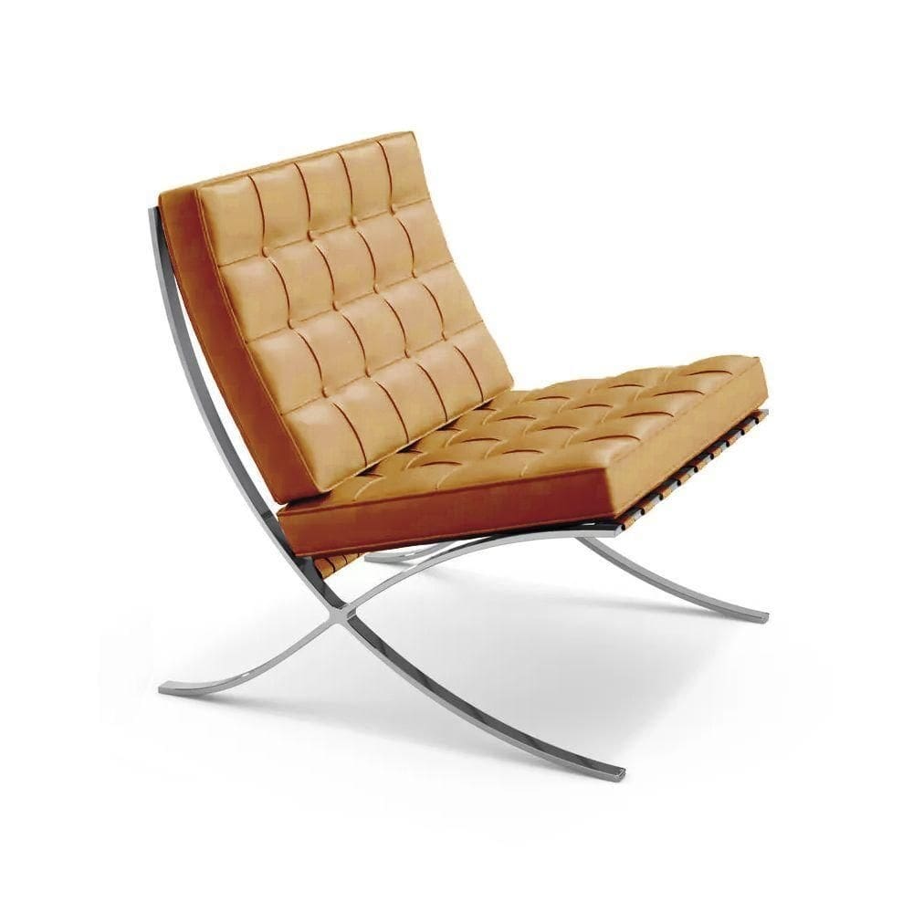 Poltrona Barcelona Cromada Sintético Caramelo Cor Amarelo