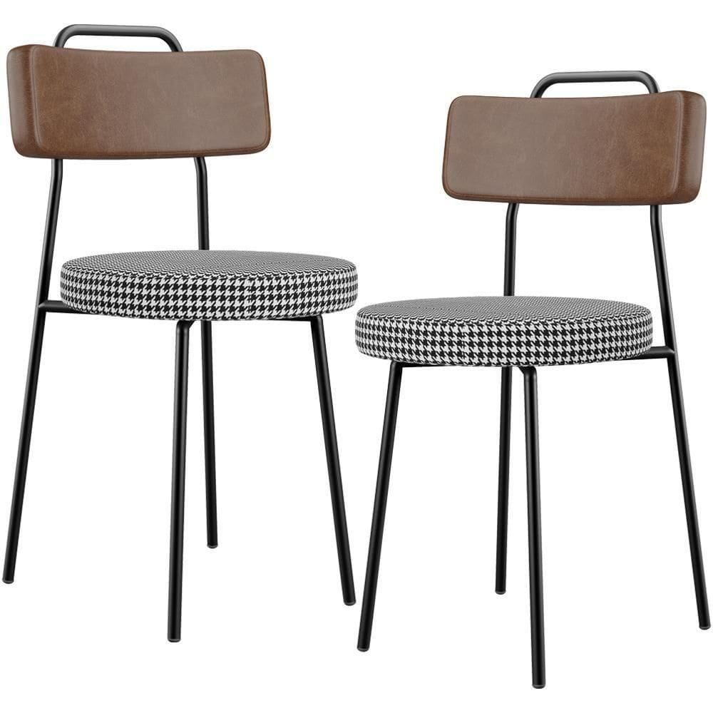 Kit 02 Cadeiras Decorativas Estofada Sala Jantar Barcelona L02 Couríssimo Marrom Pied Poule