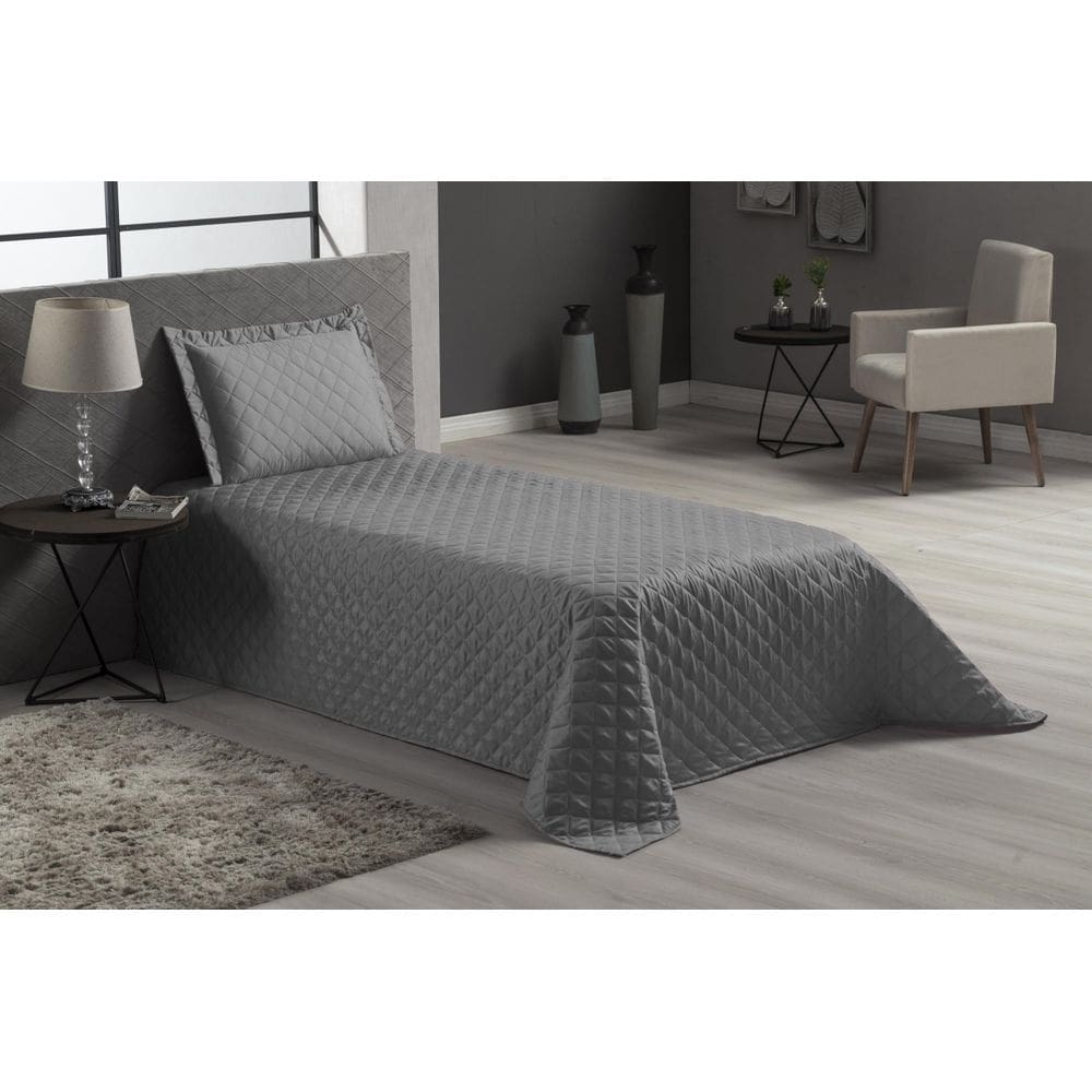Kit jogo de cama cinza solteiro 2 peças luxo veneza