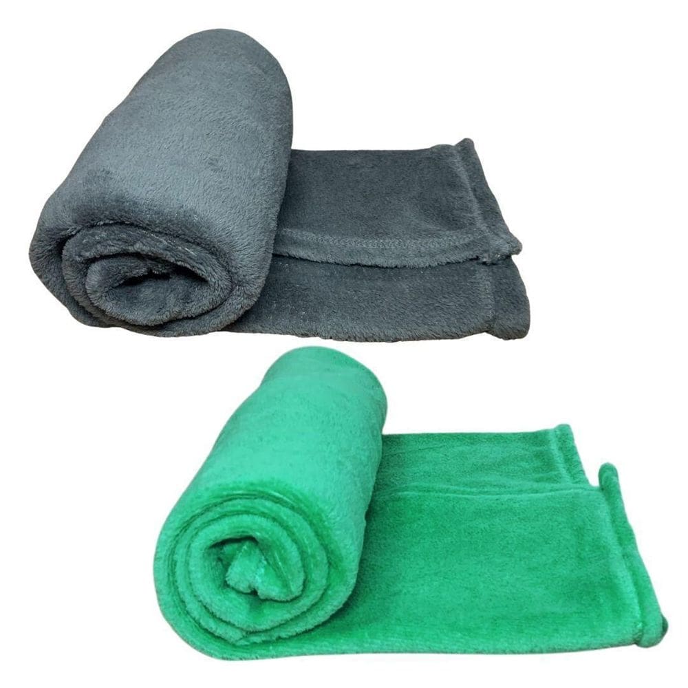 Kit 2 mantas pet cor cinza e verde