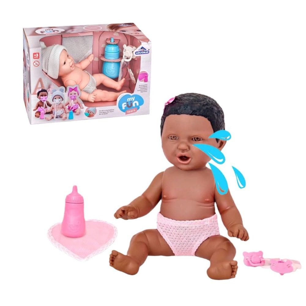 Mini Bebê Reborn Negra Chora Lágrima de Verdade + Acessórios
