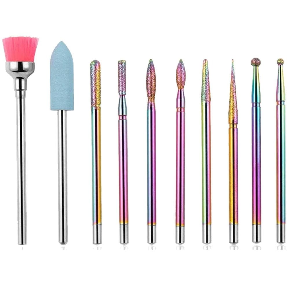 Kit Broca Ponta Escova Unha Manicure 10 Peças Micro Retifica